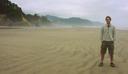 Maciej on misty and mysterious Oregon beach.